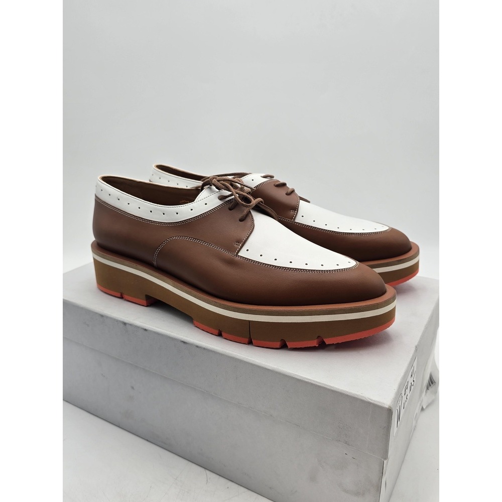 Clergerie Louison Flat Shoes Womens Size 10.5 Brown White Leather Platform Sole